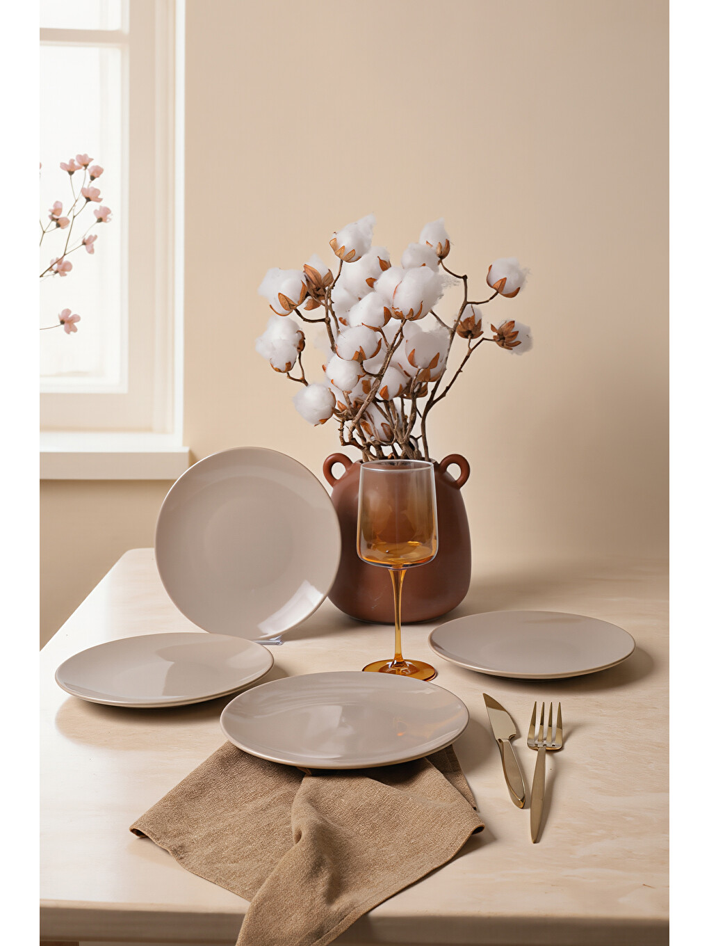 Kahverengi Taupe Ege Pasta Tabağı 20 cm 4 Adet-5