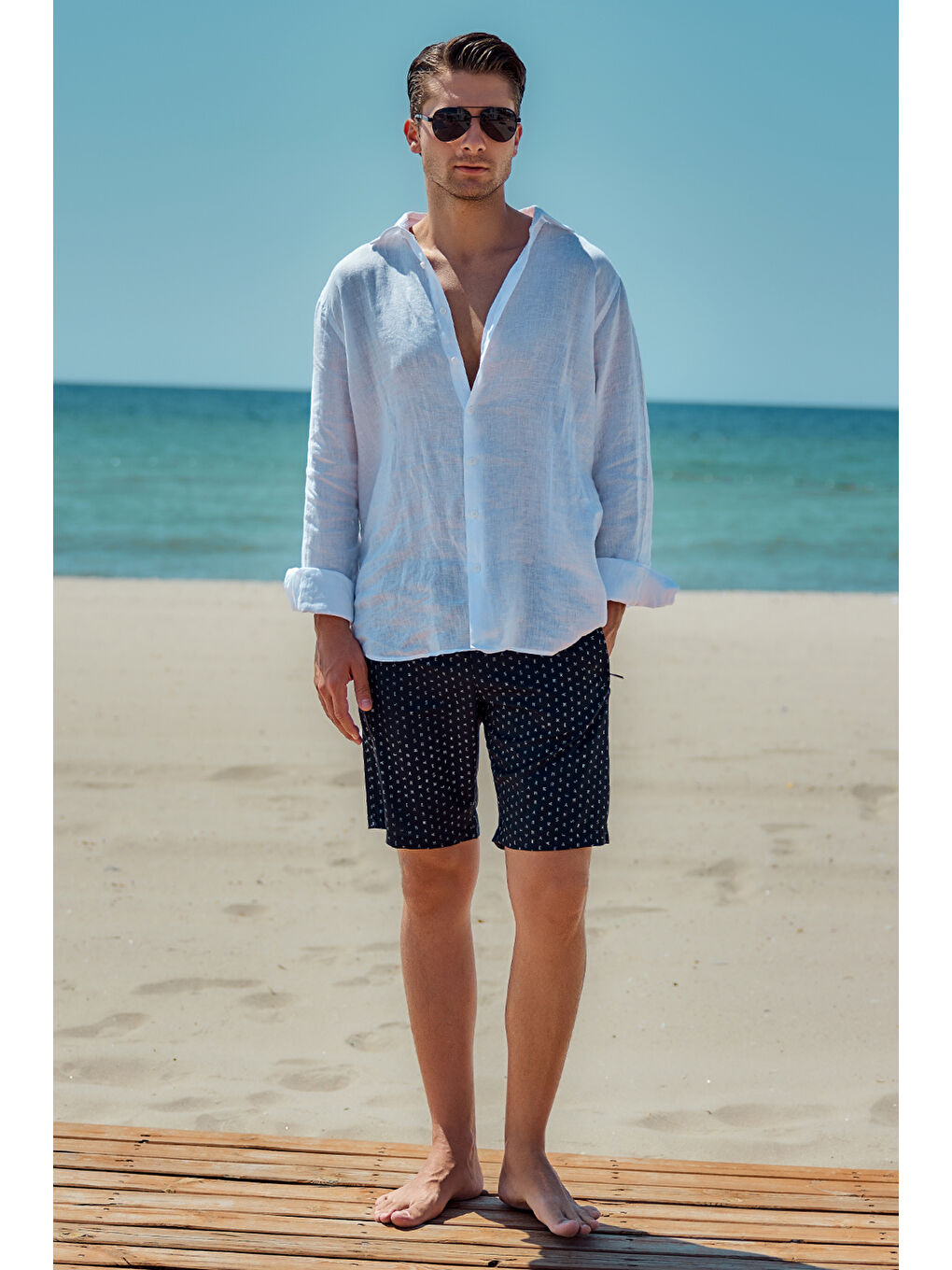 Kısa Erkek Deniz Havuz Şortu Mayo RKS-010 Lacivert-1