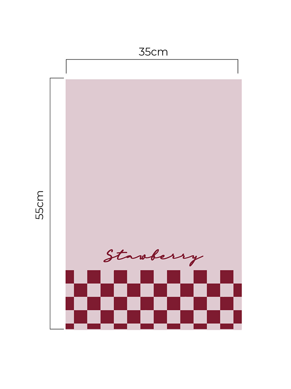 STRAWBERRY-3 Çilekli Kırmızı Pembe Ekose Desenli Dekoratif Mutfak Havlusu&Kurulama Bezi 35x55-2