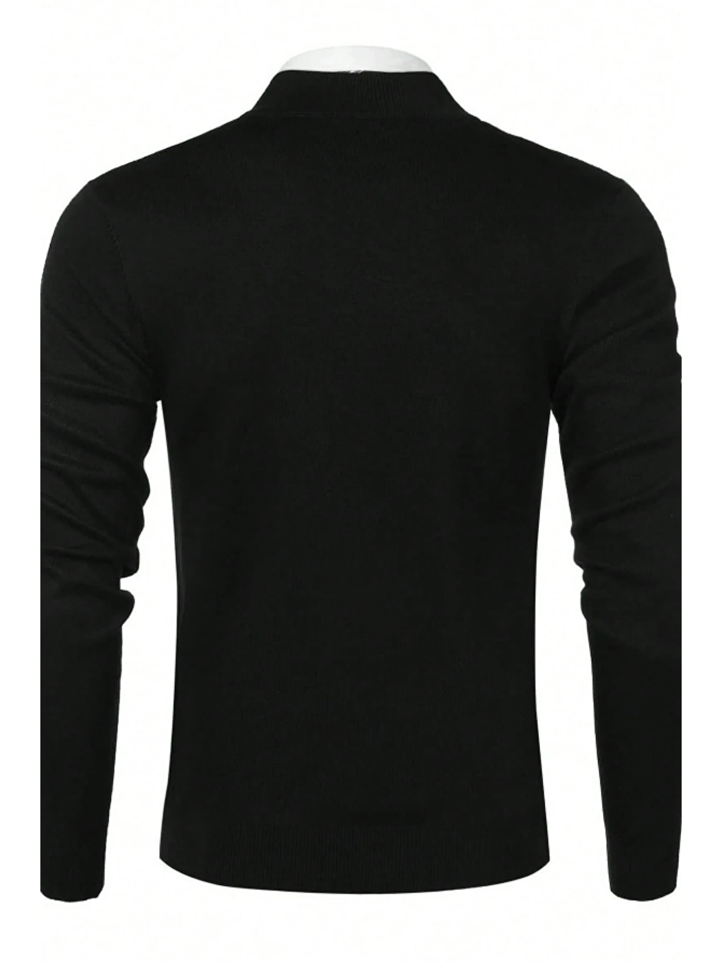 Erkek Siyah Regular Fit Yarım Pat Fermuarlı Yaka Triko Kazak-2