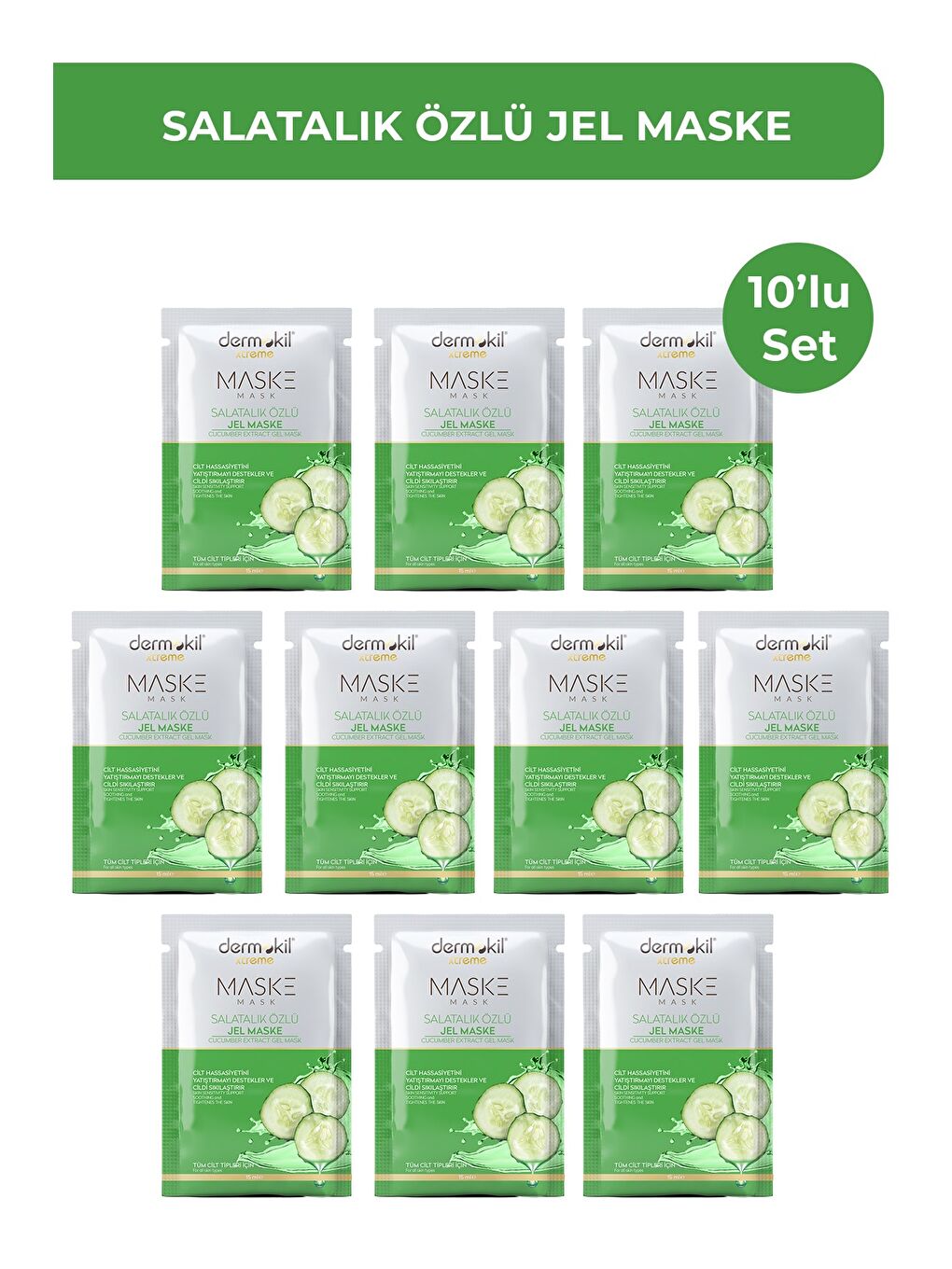 Salatalık Özlü Jel Yüz Maskesi 15 ml x 10 Adet