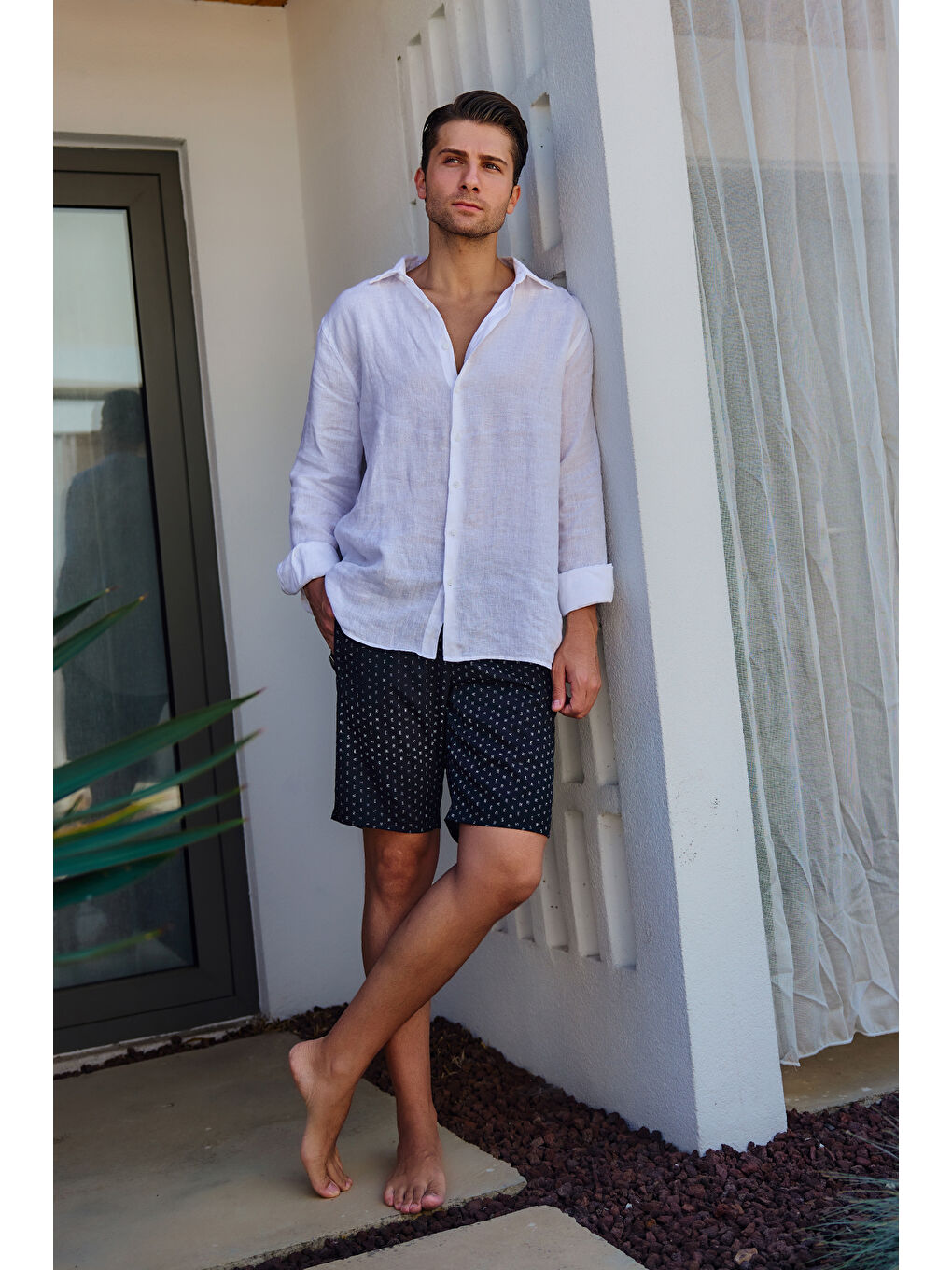 Kısa Erkek Deniz Havuz Şortu Mayo RKS-010 Siyah-1