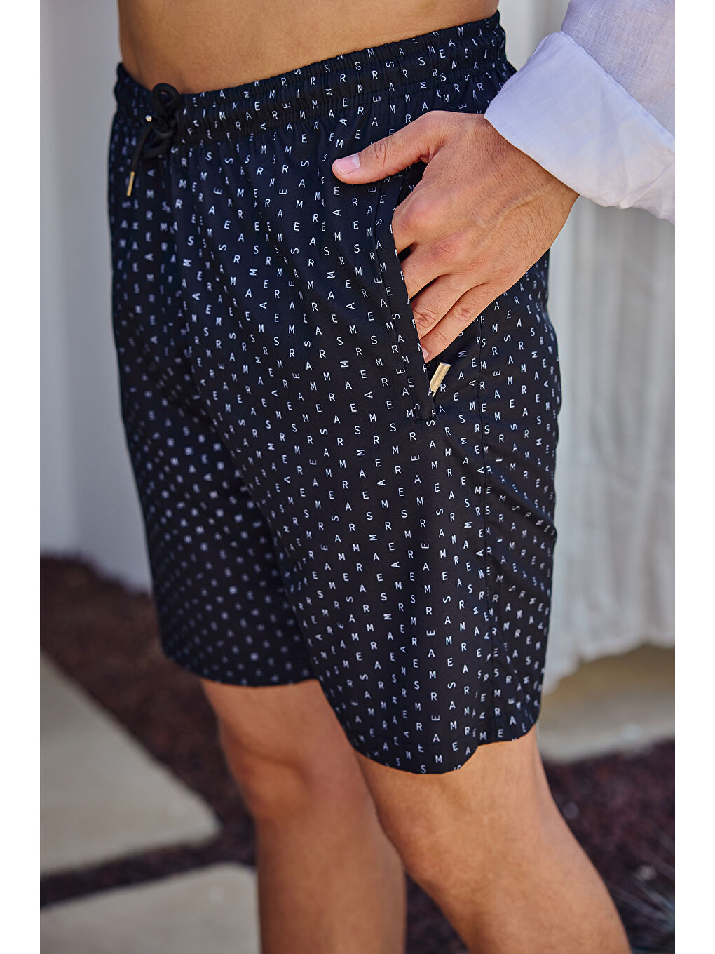 Kısa Erkek Deniz Havuz Şortu Mayo RKS-010 Siyah-3