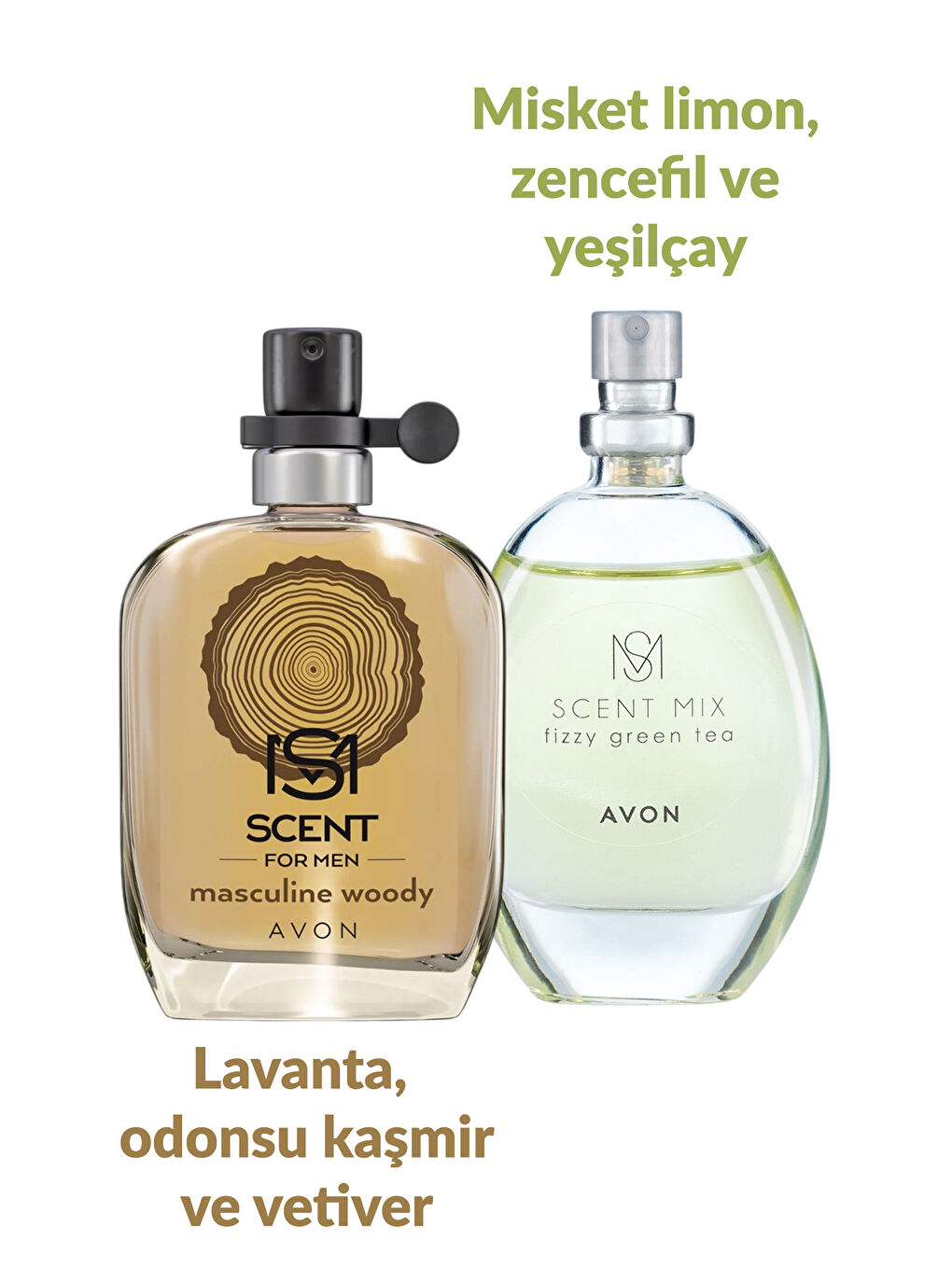Scent Mix Fizzy Green Tea Kadın ve Masculine Woody Erkek Parfüm Paketi