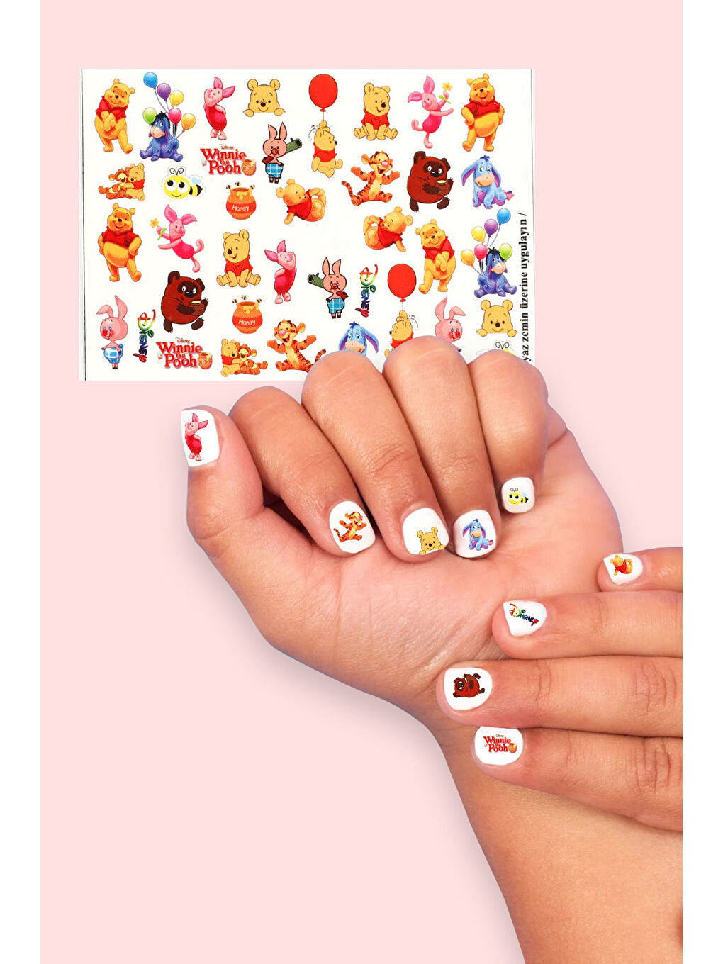 Çok Renkli Winnie The Pooh Kız Çocuk Tırnak Sticker