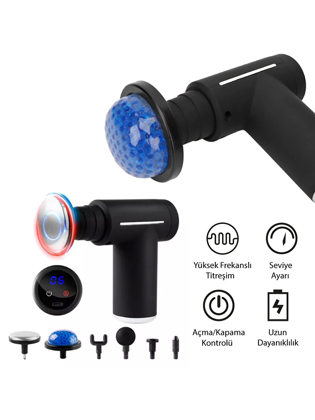 Sıcak ve Soğuk Terapili Masaj Tabancası - Şarjlı Masaj Cihazı - Sporcu Masaj Aleti-4