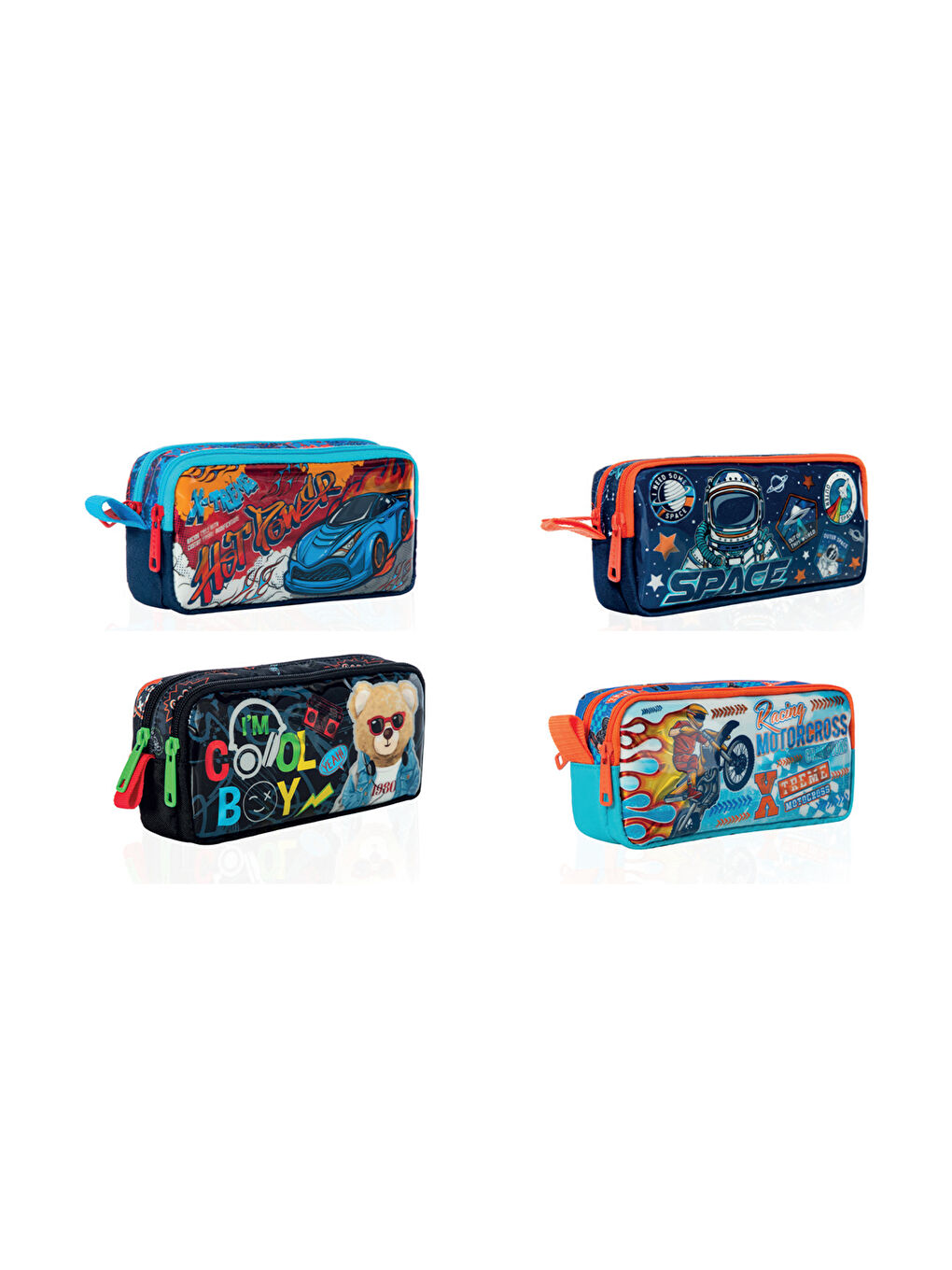 Kids Kalem Çantası Erkek ÇİFT GÖZ (Karma Renk Gönderilir)