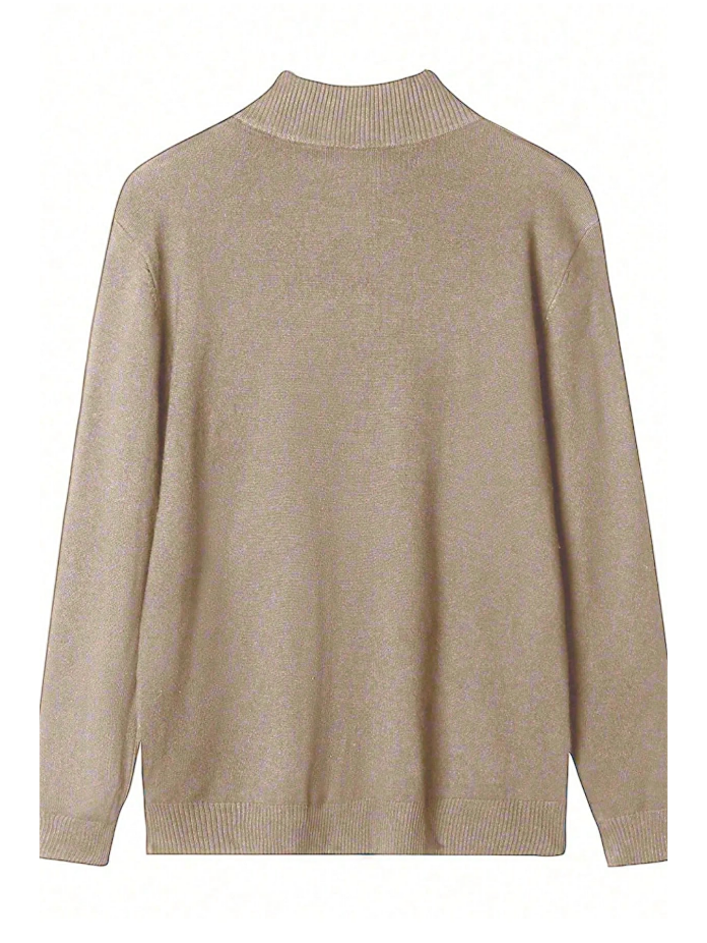 Erkek Bej Regular Fit Yarım Pat Fermuarlı Yaka Triko Kazak-2