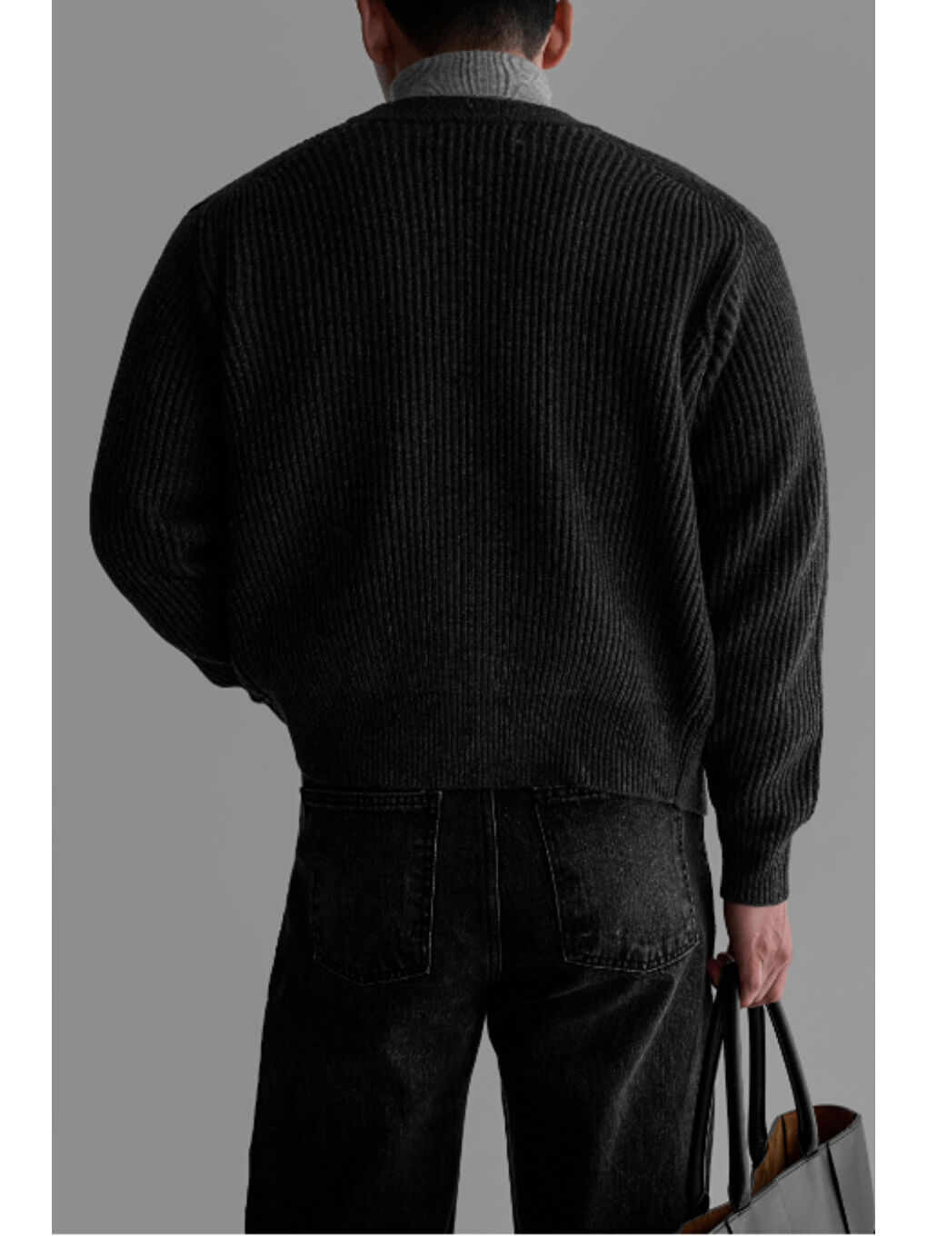 Gri Erkek Regular Fit Düğmeli V Yaka Triko Hırka-4