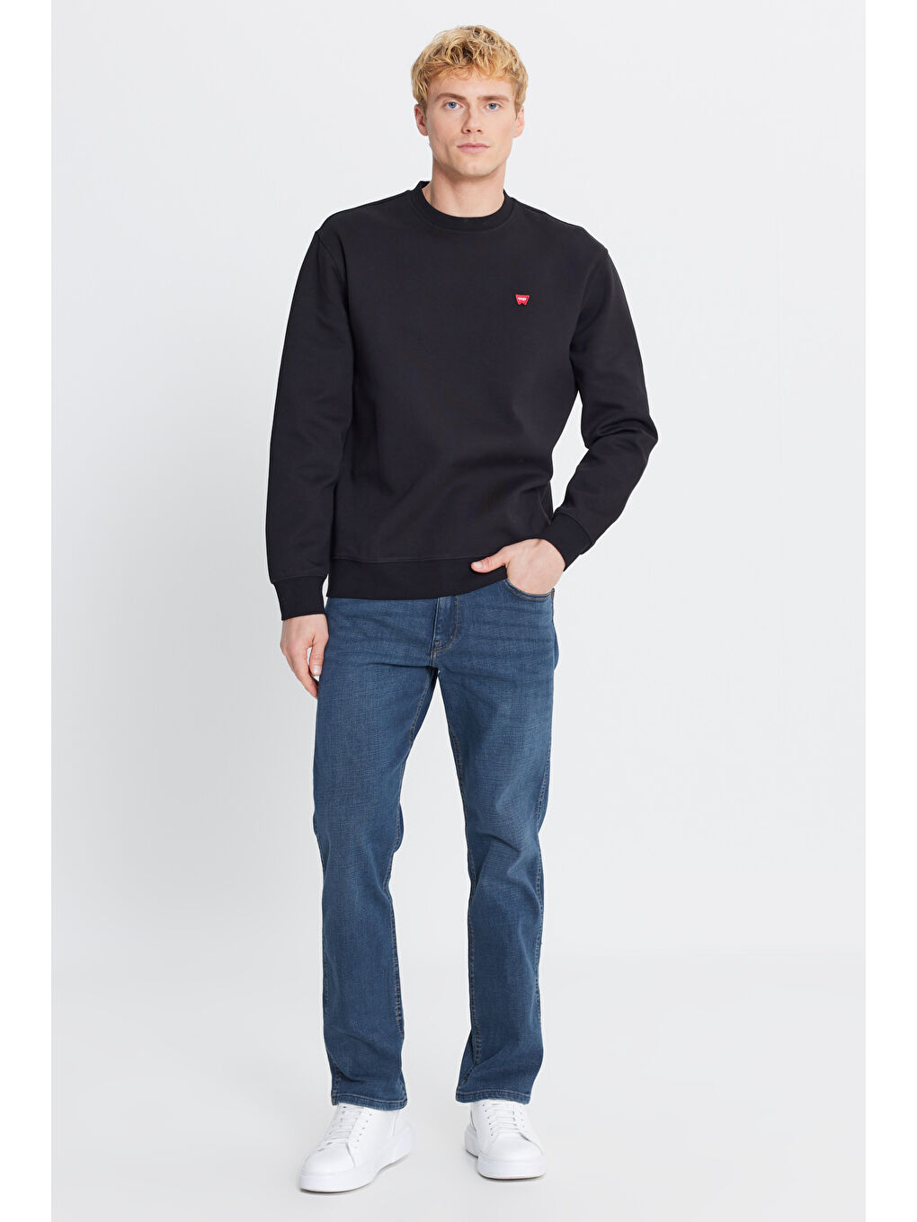 Regular Fit Normal Kesim Bisiklet Yaka Pamuklu Siyah Sweatshirt-1