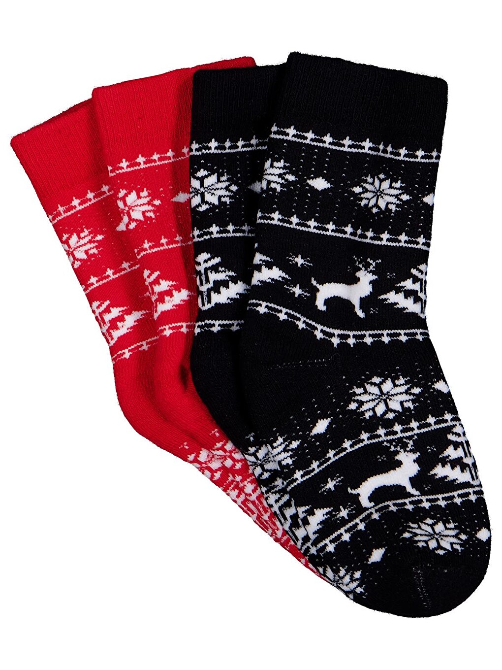 Beyaz Girls Snow Deer Havlu 2'li 3-11 Yaş Kız Soket Çorap - Standart-3