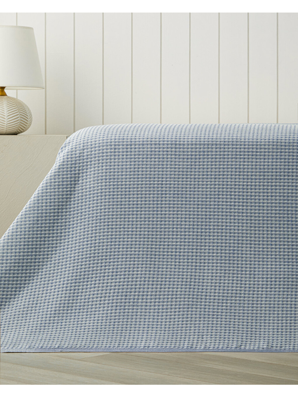 Modern Grid Tek Kişilik Pike 150x220 Cm Mavi-1