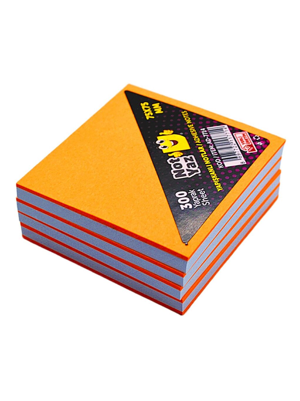 75x75 300 Yaprak Yapışkanlı Küp Not 300 Yaprak Turuncu-Beyaz (AD-7714)