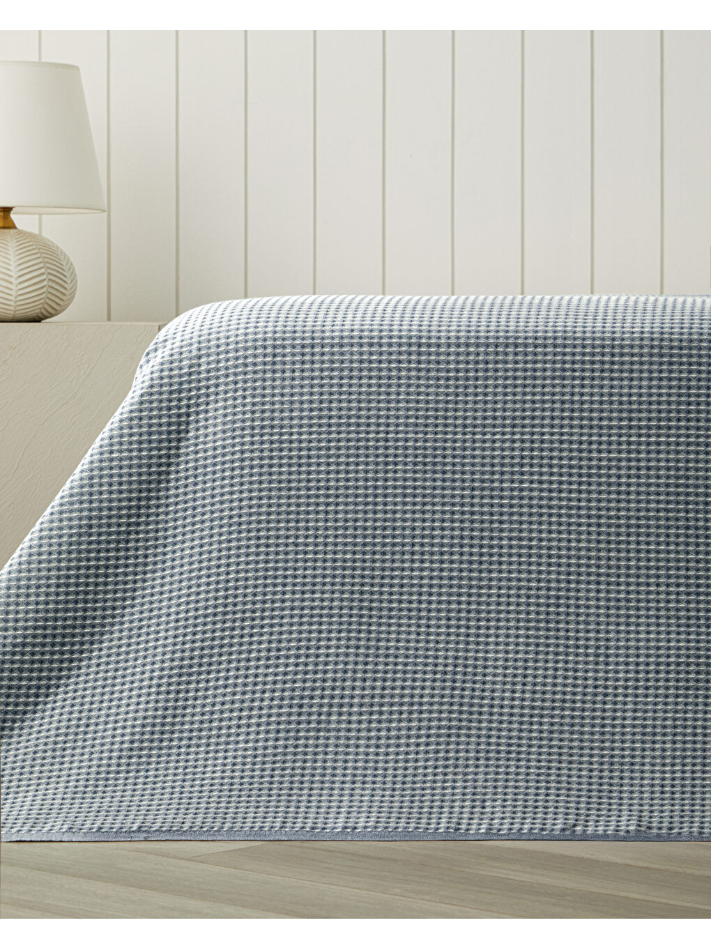 Modern Grid Tek Kişilik Pike 150x220 Cm Lacivert-1