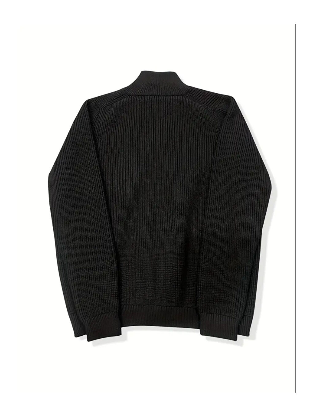 Siyah Erkek Dik Yaka Fermuarlı Slim Fit Triko Hırka-1