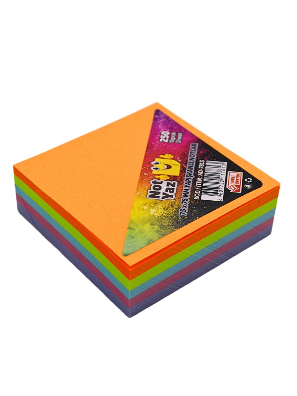 75x75 Yapışkanlı Küp Not 5 Renk 250 Yaprak (AD-7813)
