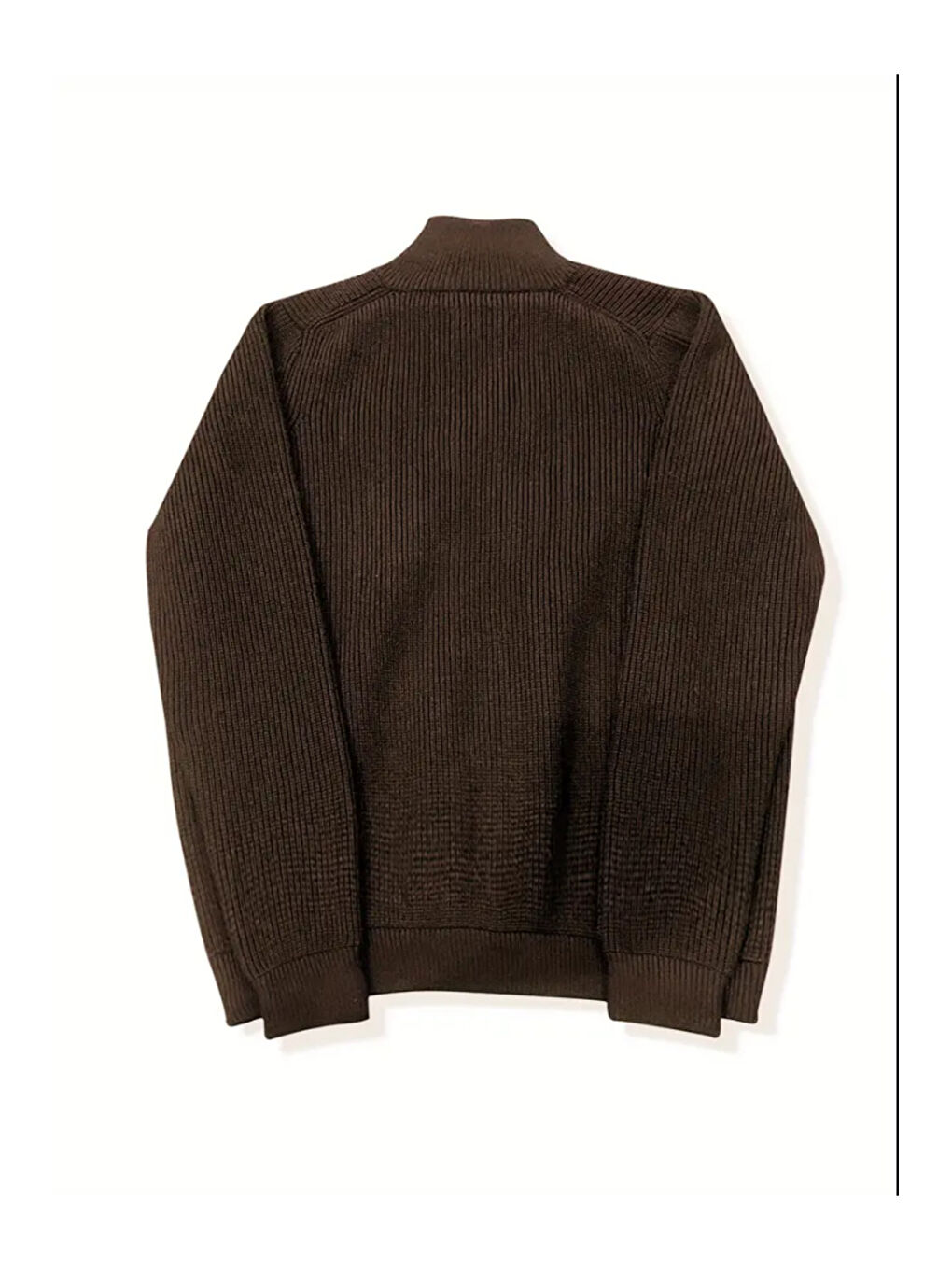 Kahverengi Erkek Dik Yaka Fermuarlı Slim Fit Triko Hırka-1