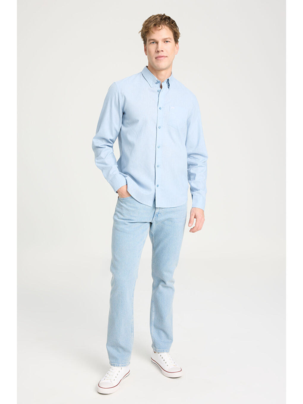Regular Fit Normal Kesim Açık Mavi Gömlek-2