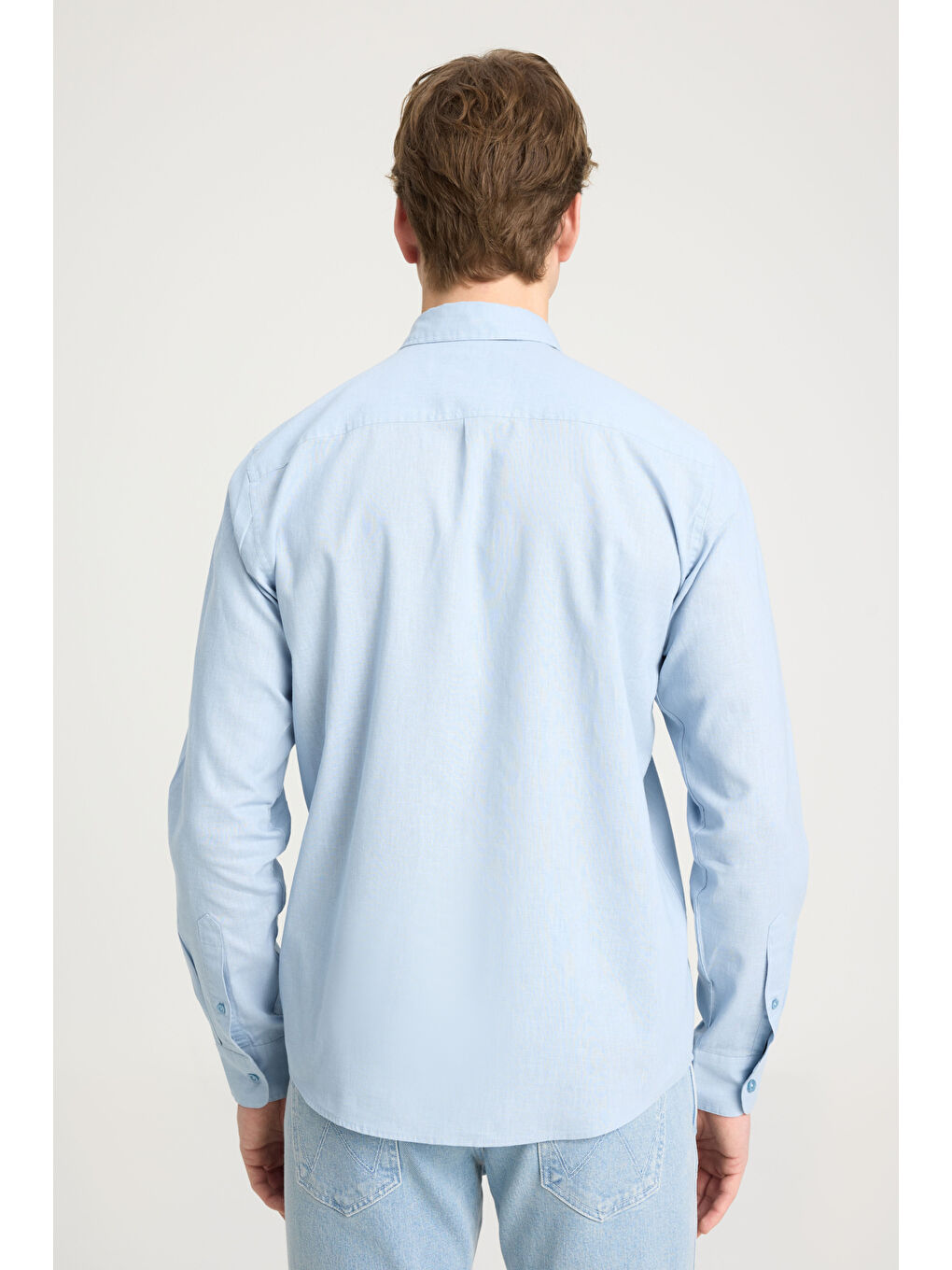Regular Fit Normal Kesim Açık Mavi Gömlek-4