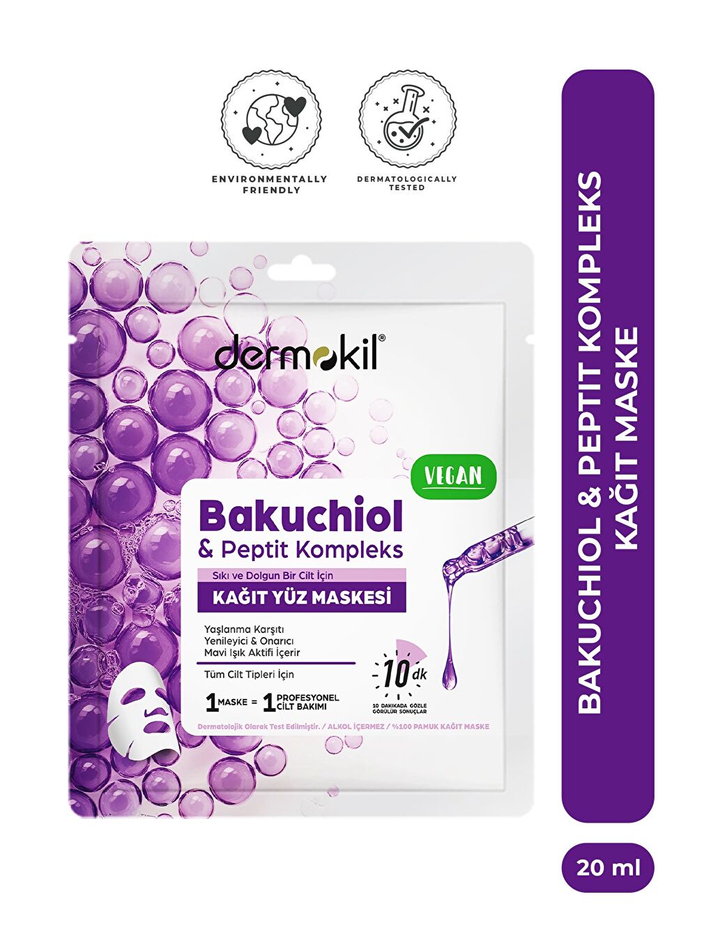 Bakuchiol & Peptit Kompleks Yaşlanma Karşıtı ve Onarıcı Kağıt Yüz Maskesi 20 ml