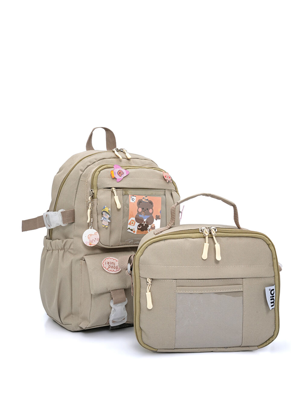 Kawaii Kore Tarzı Ayıcıklı İlkokul ve Beslenme Çantası-1