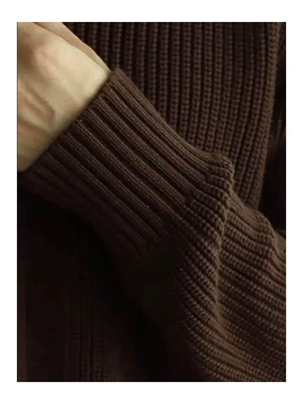 Kahverengi Erkek Dik Yaka Fermuarlı Slim Fit Triko Hırka-4