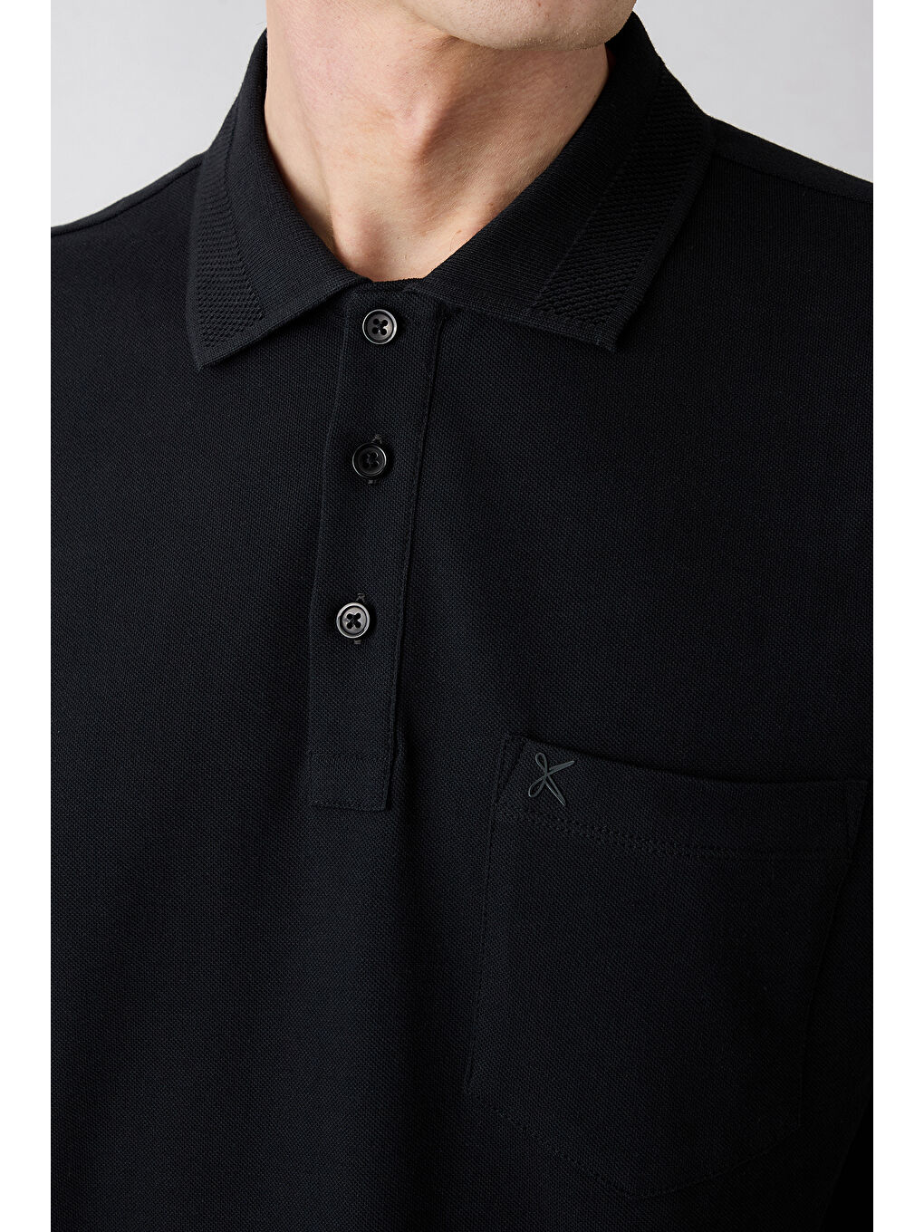 Siyah Regular Fit Polo Yaka Pamuk Tshirt-3