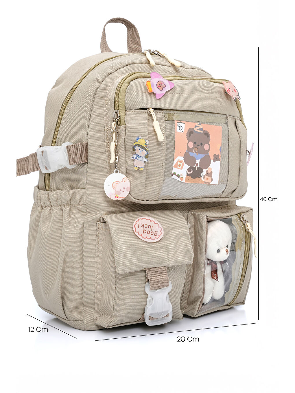 Kawaii Kore Tarzı Ayıcıklı İlkokul ve Beslenme Çantası-3