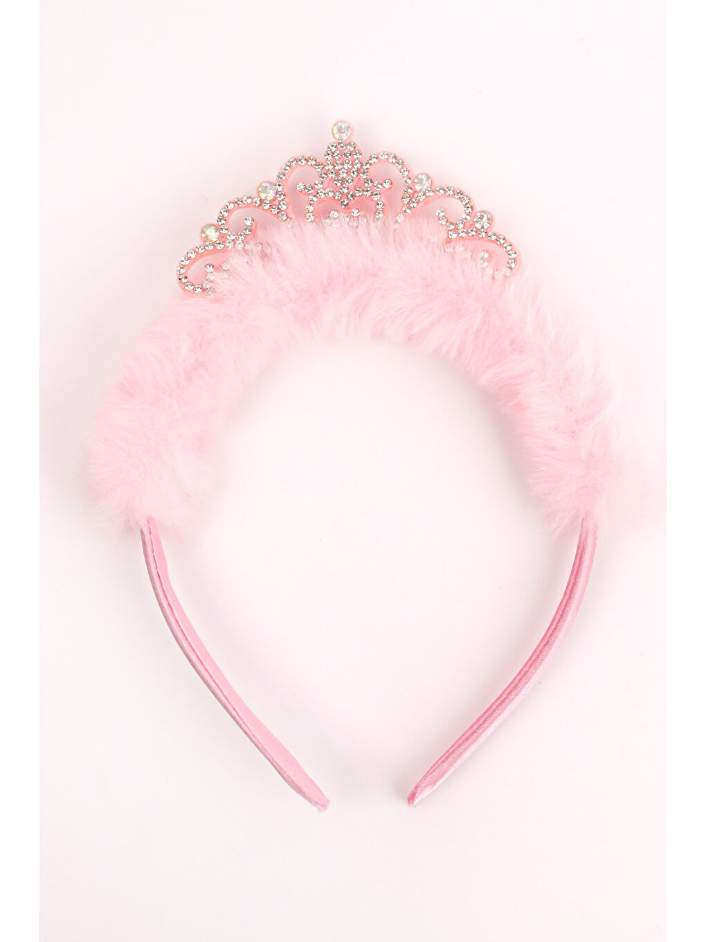 Pembe Tüylü Taşlı Kraliçe Kız Çocuk Taç