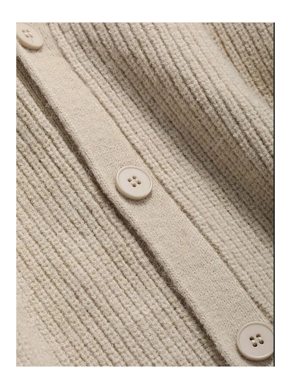 Bej Erkek Regular Fit Düğmeli V Yaka Triko Hırka-4