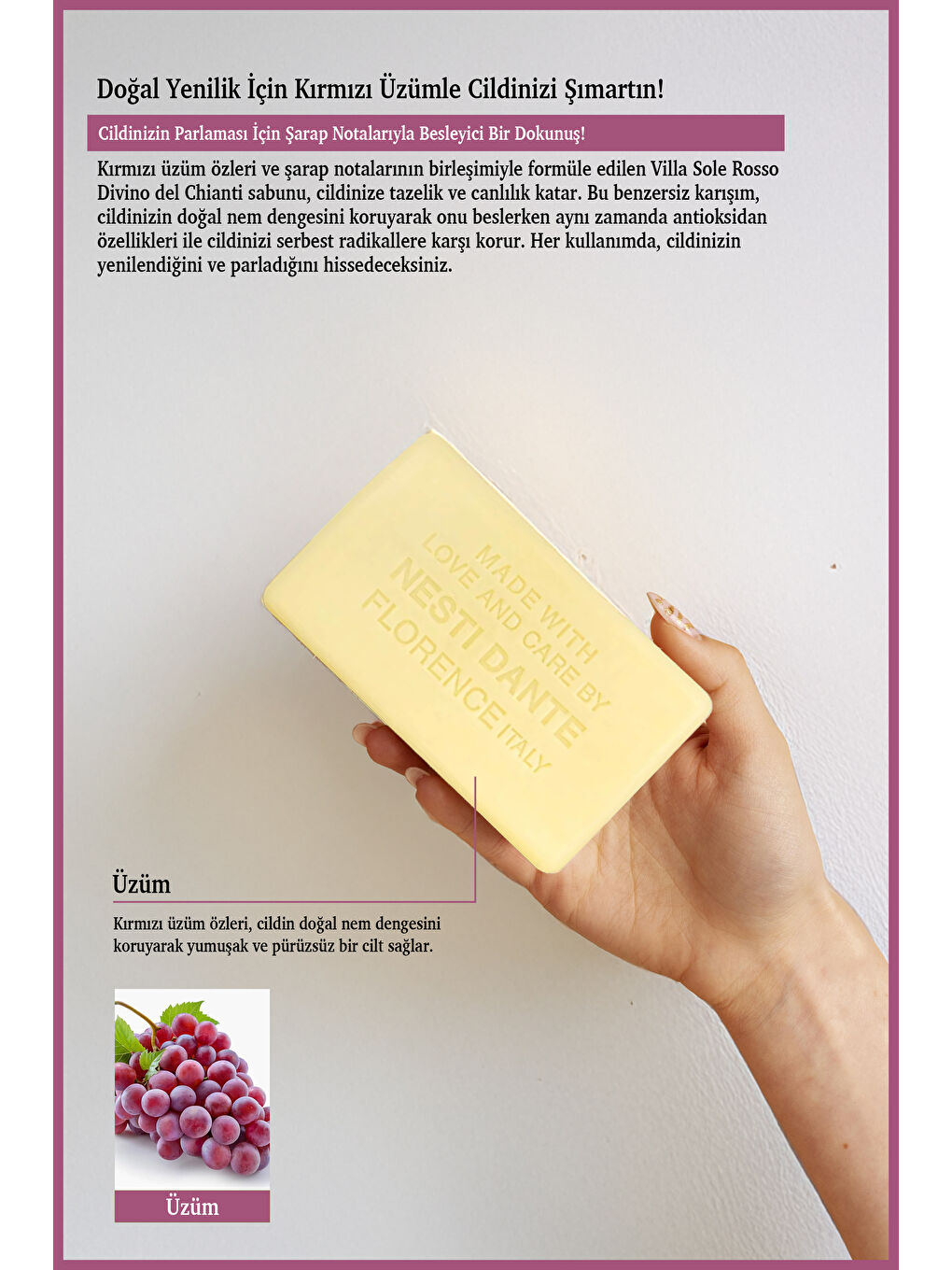 Villa Sole Rosso Divino Del Chianti Katı Sabun 250gr | Antioksidan l Üzüm Özü-2