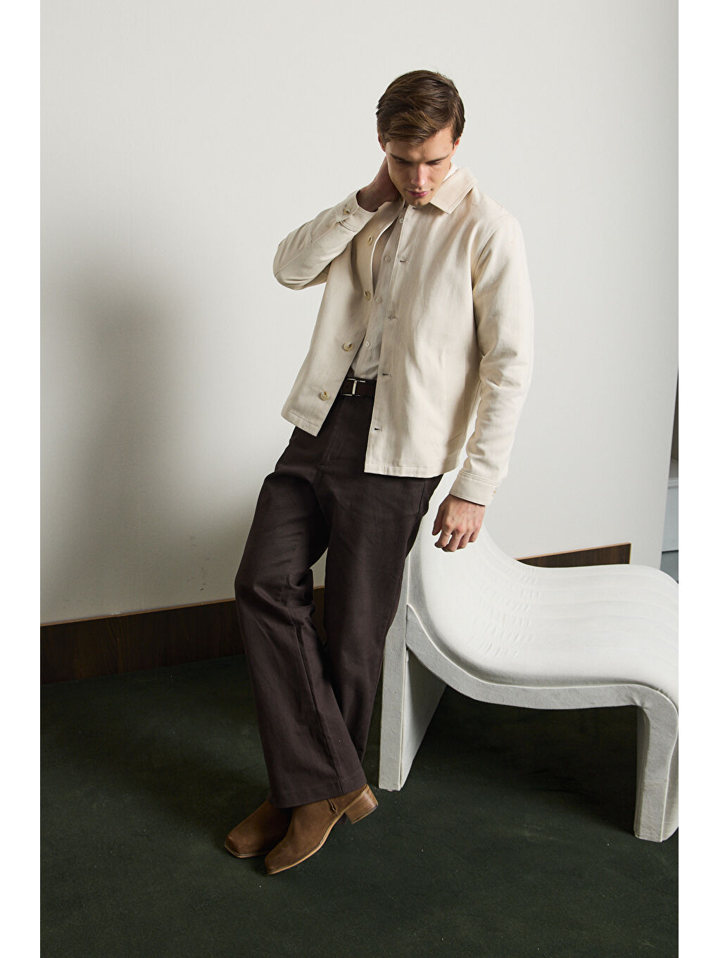 Erkek Relaxed Pamuklu Ceket Bej-4