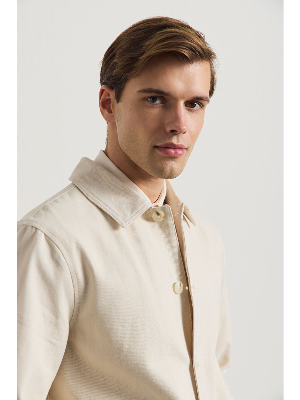 Erkek Relaxed Pamuklu Ceket Bej-7