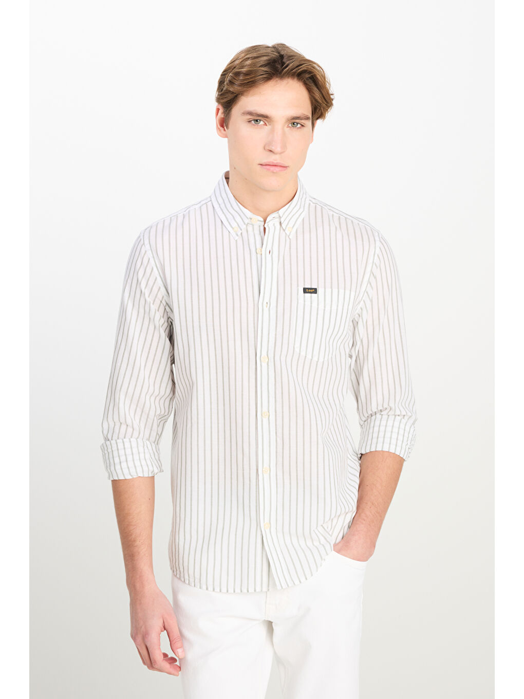 Regular Fit Normal Kesim %100 Pamuk Zeytin Yeşili Gömlek