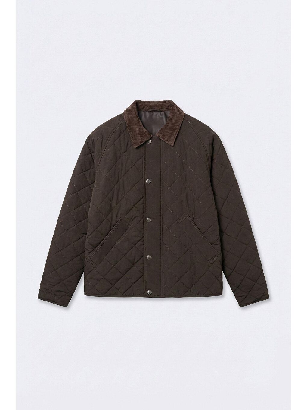 Erkek Oversize Kadife Yaka Detaylı Kapitone Ceket Kahverengi