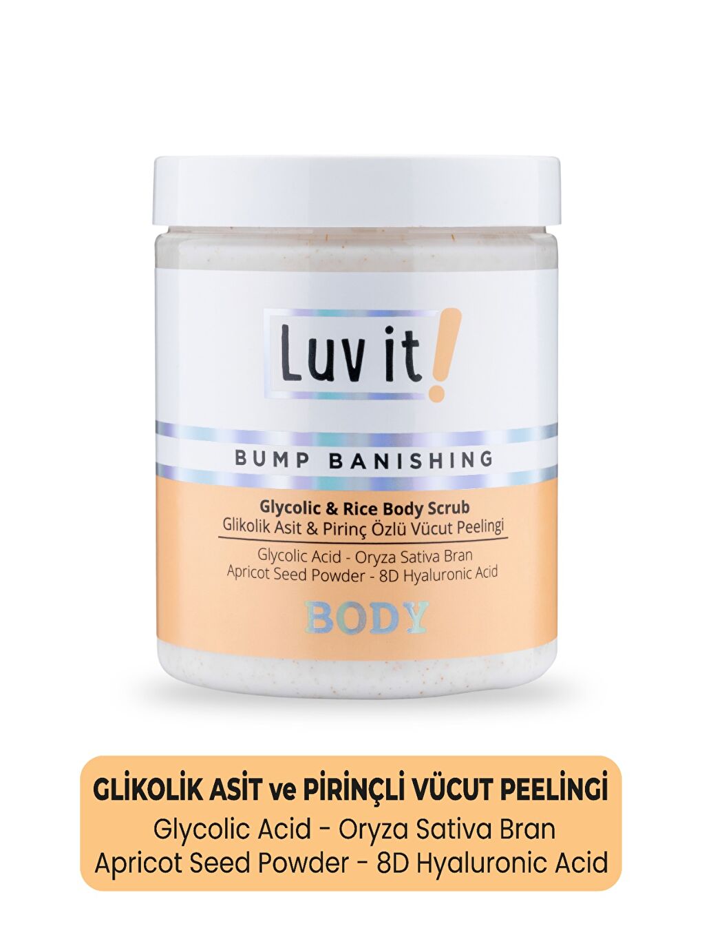 Glikolik Asit Vücut Peelingi - Pirinç Özlü Hyaluronik Asit İçeren Body Scrub 250 ml-2