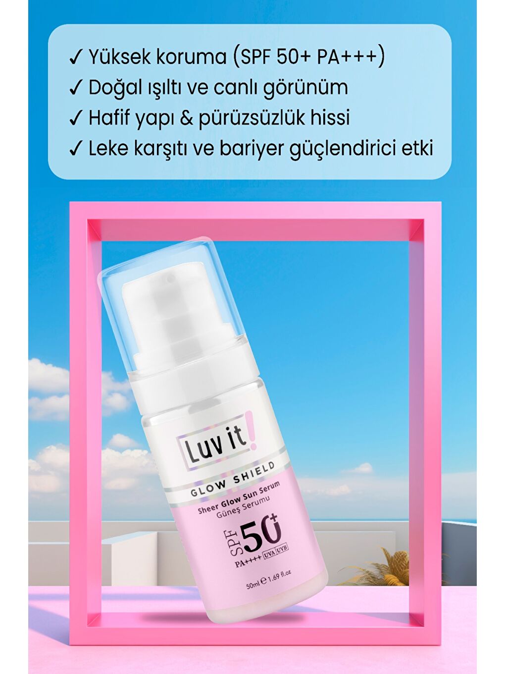 SPF 50+ Leke Karşıtı Güneş Serumu - Yüz ve Cilt Bakımı için Güneş Koruyuculu Serum 50 ml-2