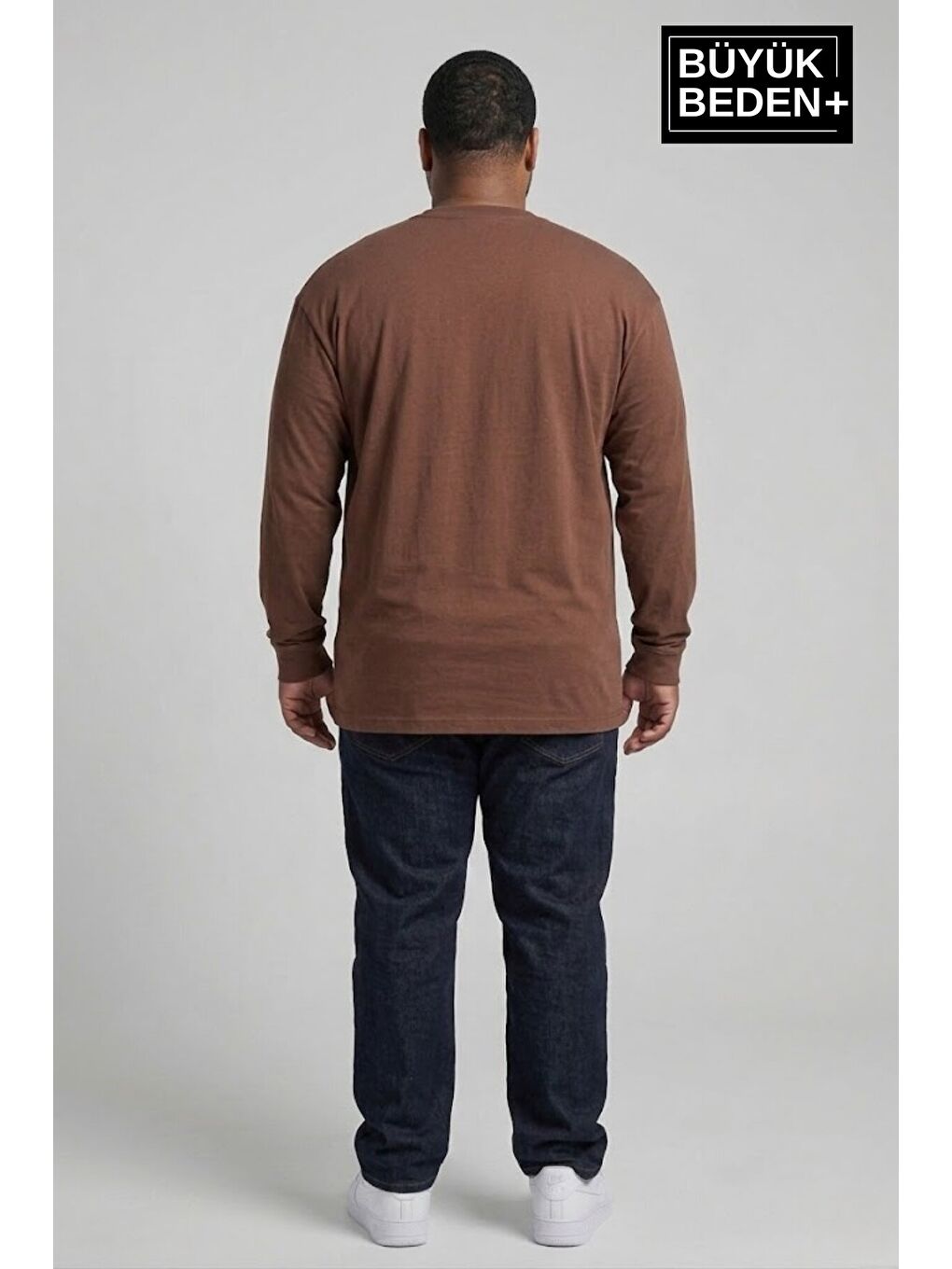 Kahverengi Erkek Büyük Beden 1970 Brooklyn Baskılı 2 İplik Bisiklet Yaka Tişört SPR26BTS942-3-2