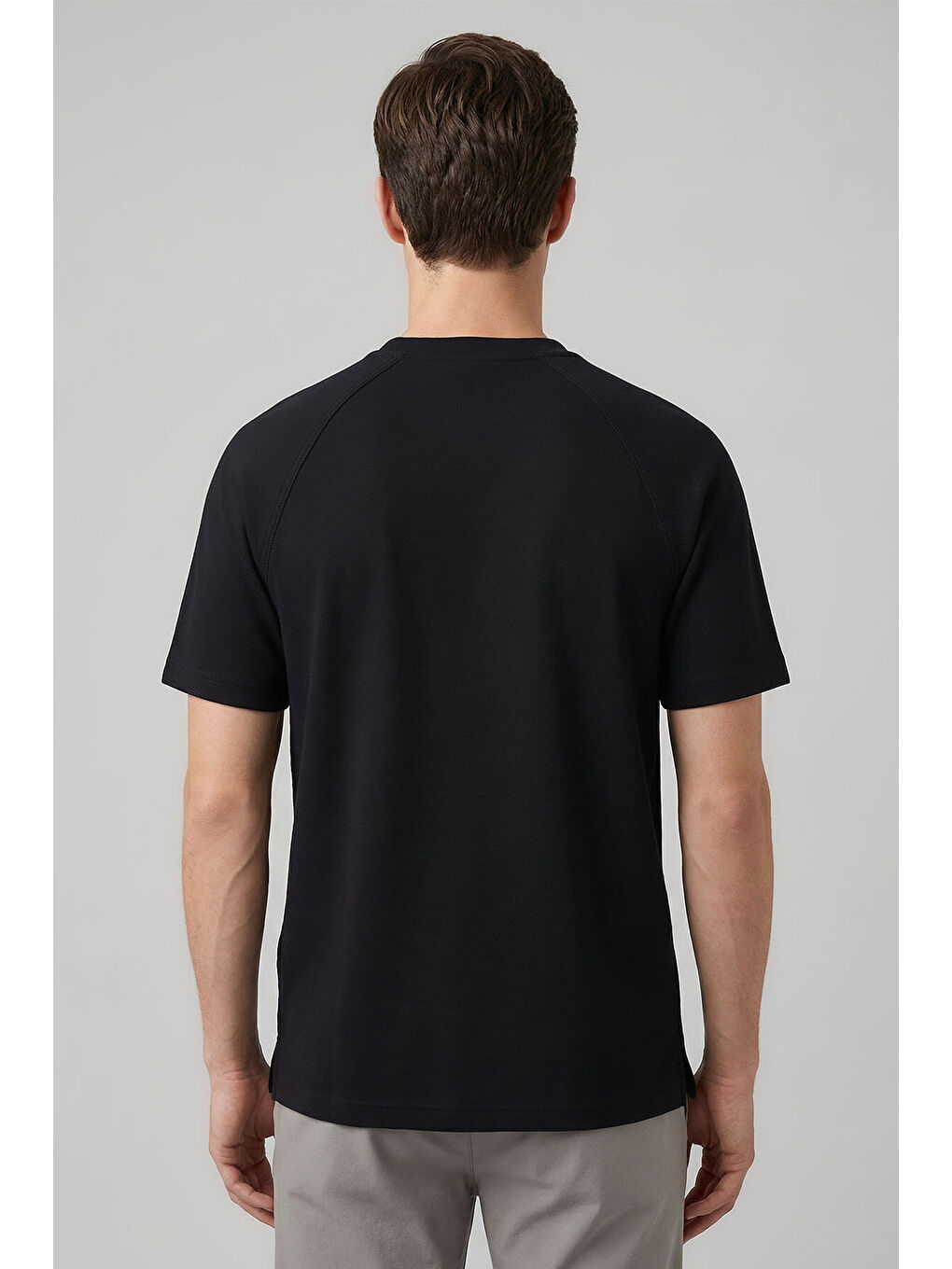 Siyah Rahat Form Esnek Nefes Alabilir Erkek T-Shirt - 88495-2