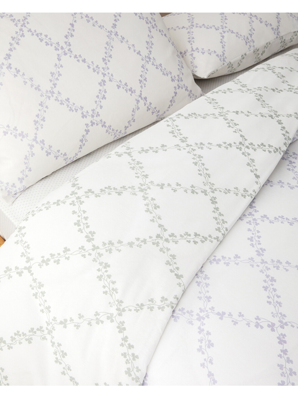 Mor Garden Lattice Kolay Ütülenir Çarşaflı Çift Kişilik Nevresim Takımı 200x220 Cm Lila-yeşil-4