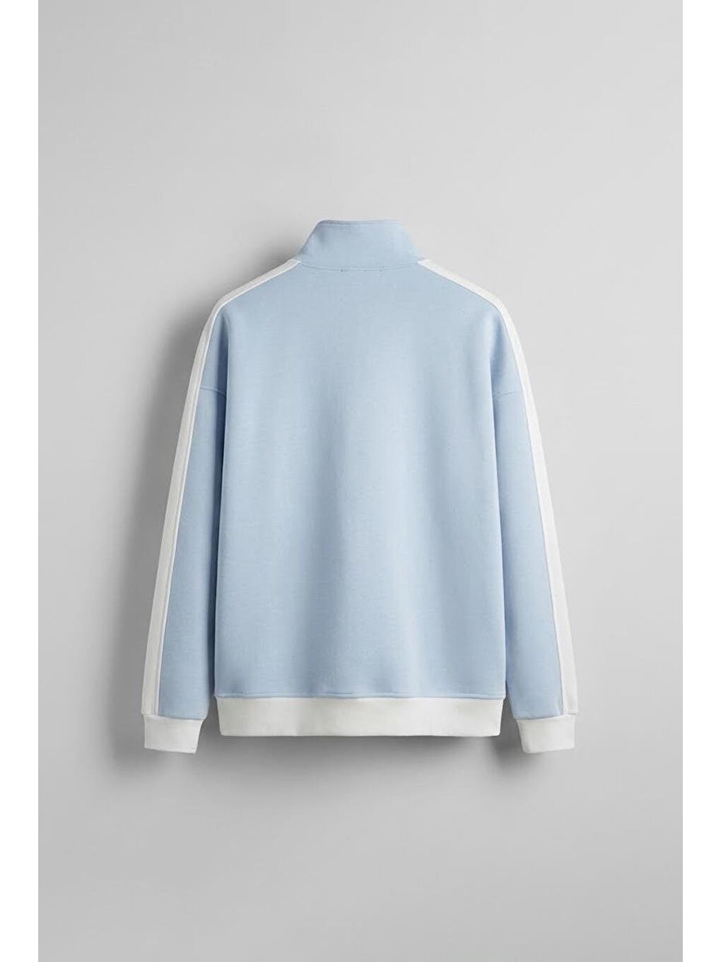 Erkek Fermuarlı Spor Relaxed Sweatshirt Açık Mavi-1