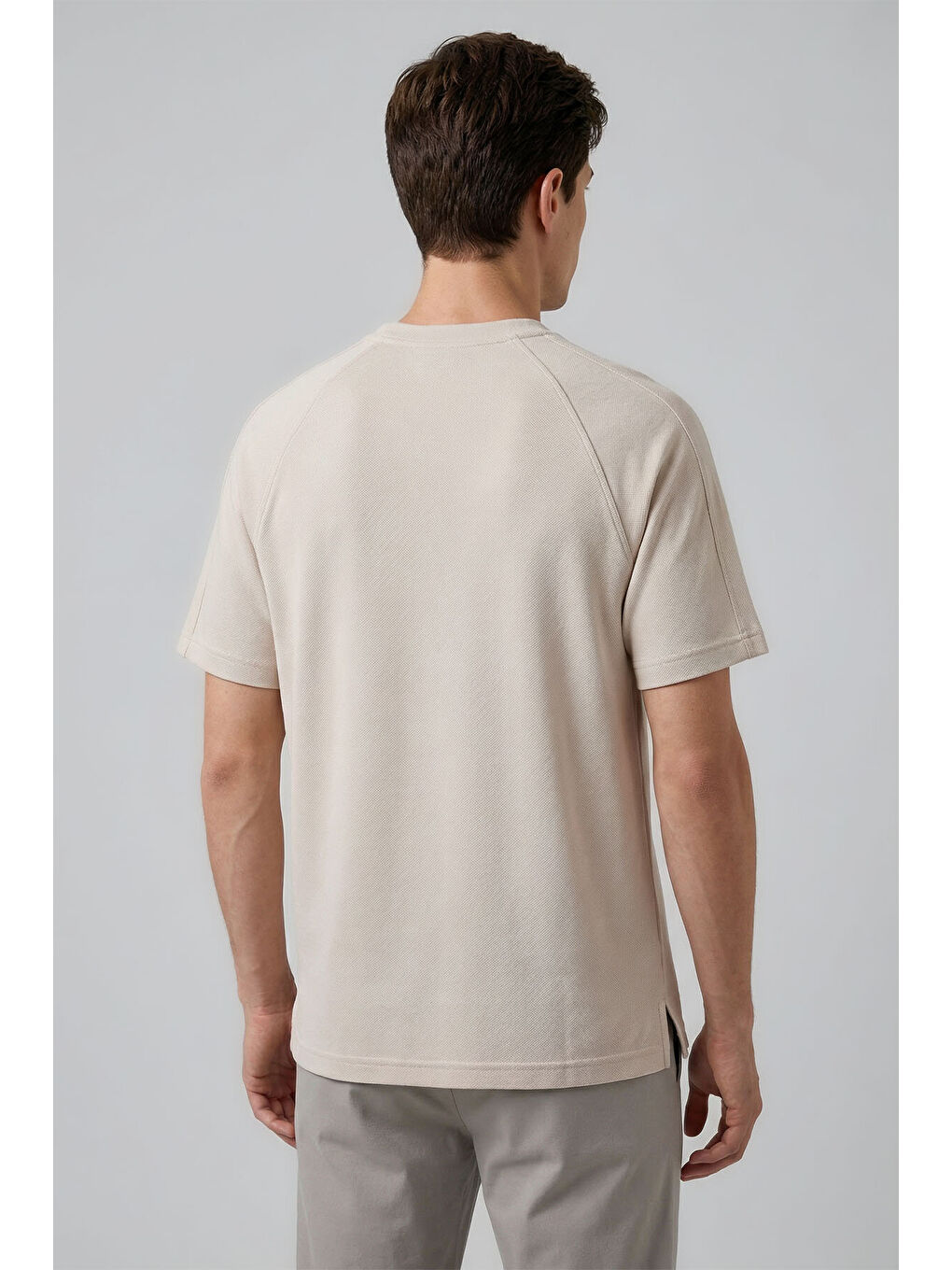 Bej Rahat Form Esnek Nefes Alabilir Erkek T-Shirt - 88495-2