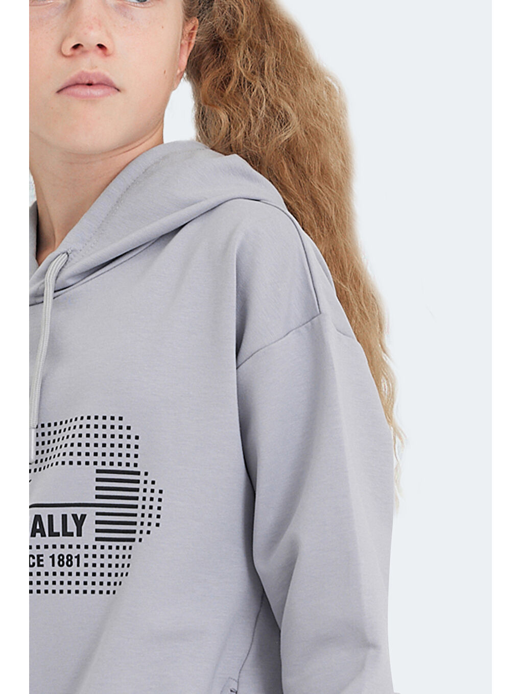 LAYO Unisex Çocuk Kapüşonlu Taş Gri Sweatshırt-1