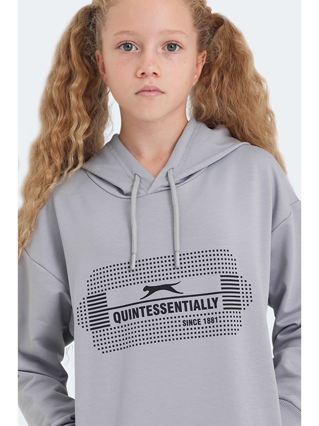 LAYO Unisex Çocuk Kapüşonlu Taş Gri Sweatshırt-2