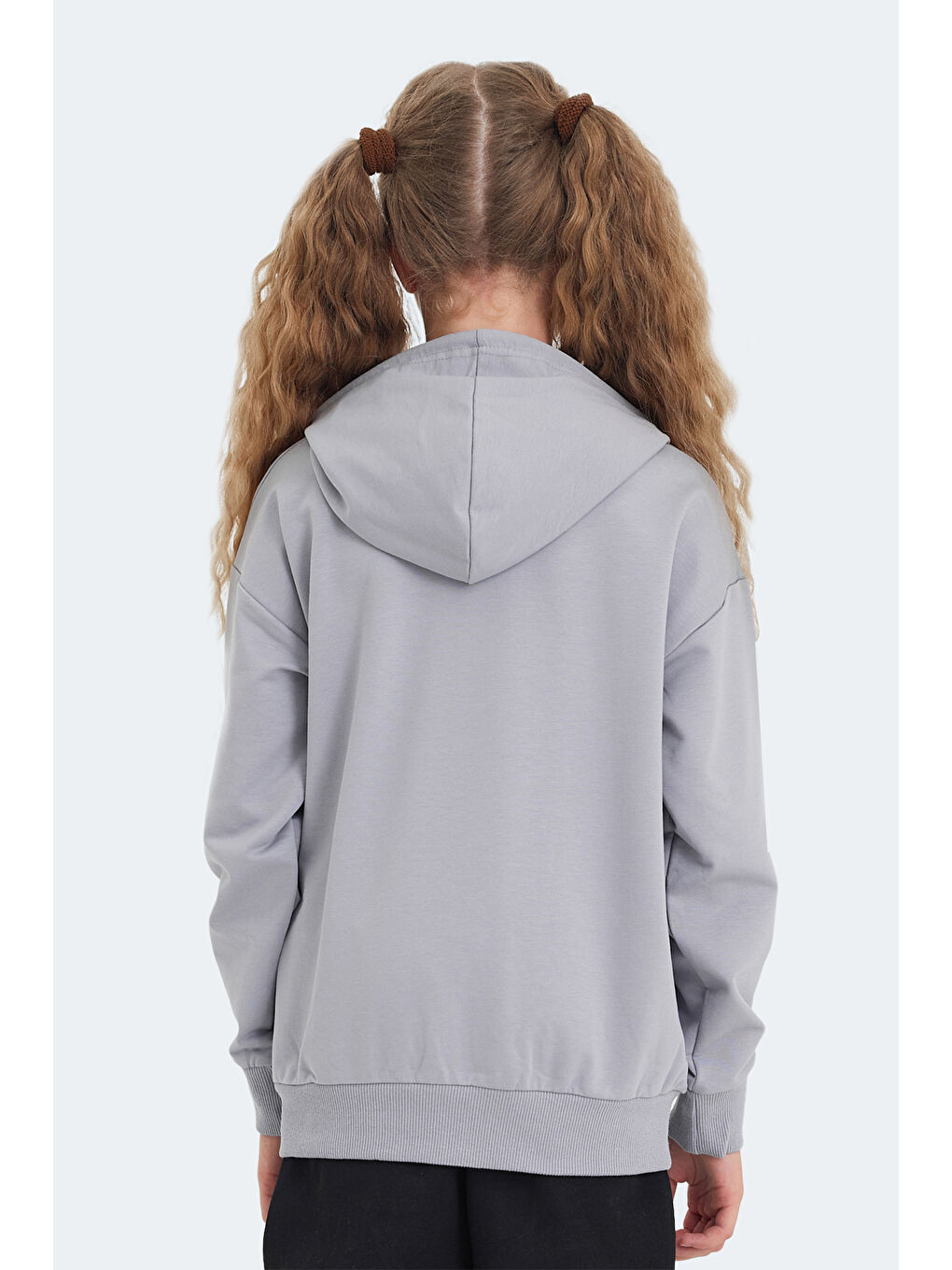 LAYO Unisex Çocuk Kapüşonlu Taş Gri Sweatshırt-5