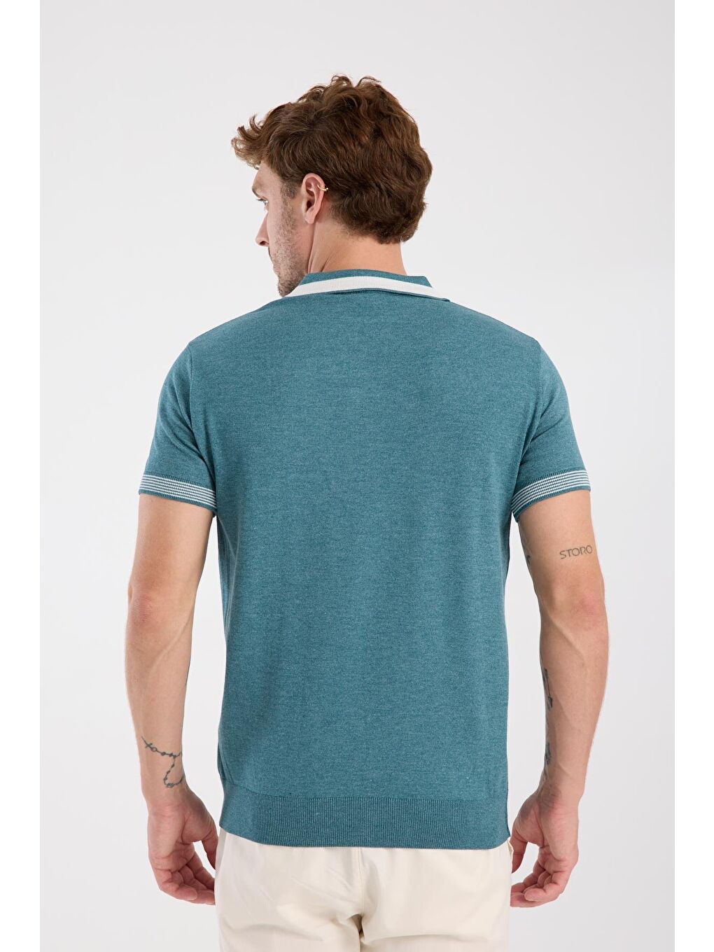 Aclub Victor Örme Kumaş Viskon Karışımlı Slim Fit Petrol Polo Yaka Erkek Düz Polo Shirt-7