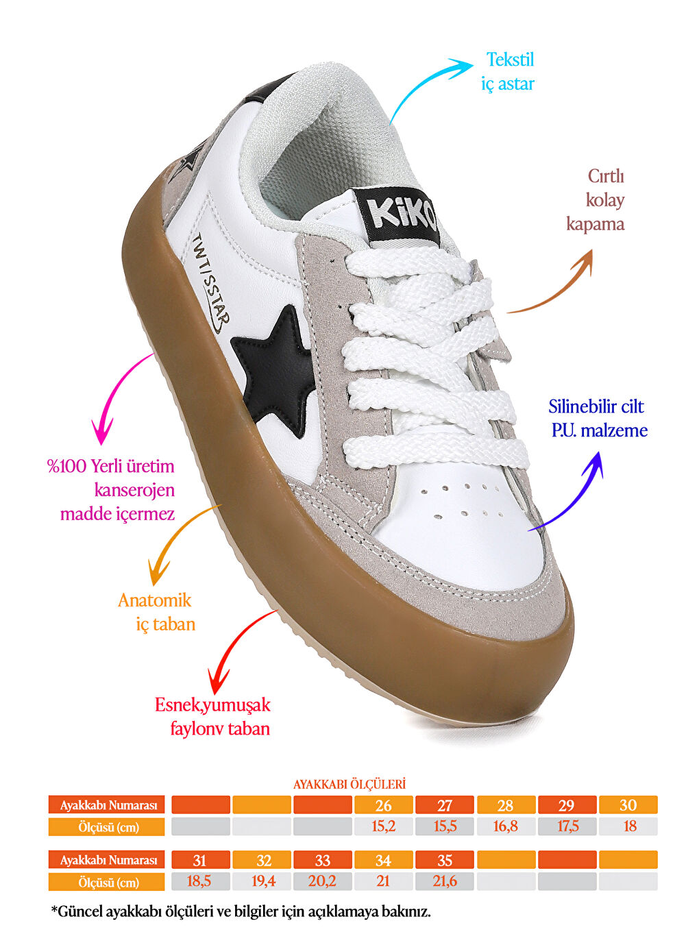 Beyaz Rida Günlük Cırtlı Bağcıklı Erkek Çocuk Spor Ayakkabı-1