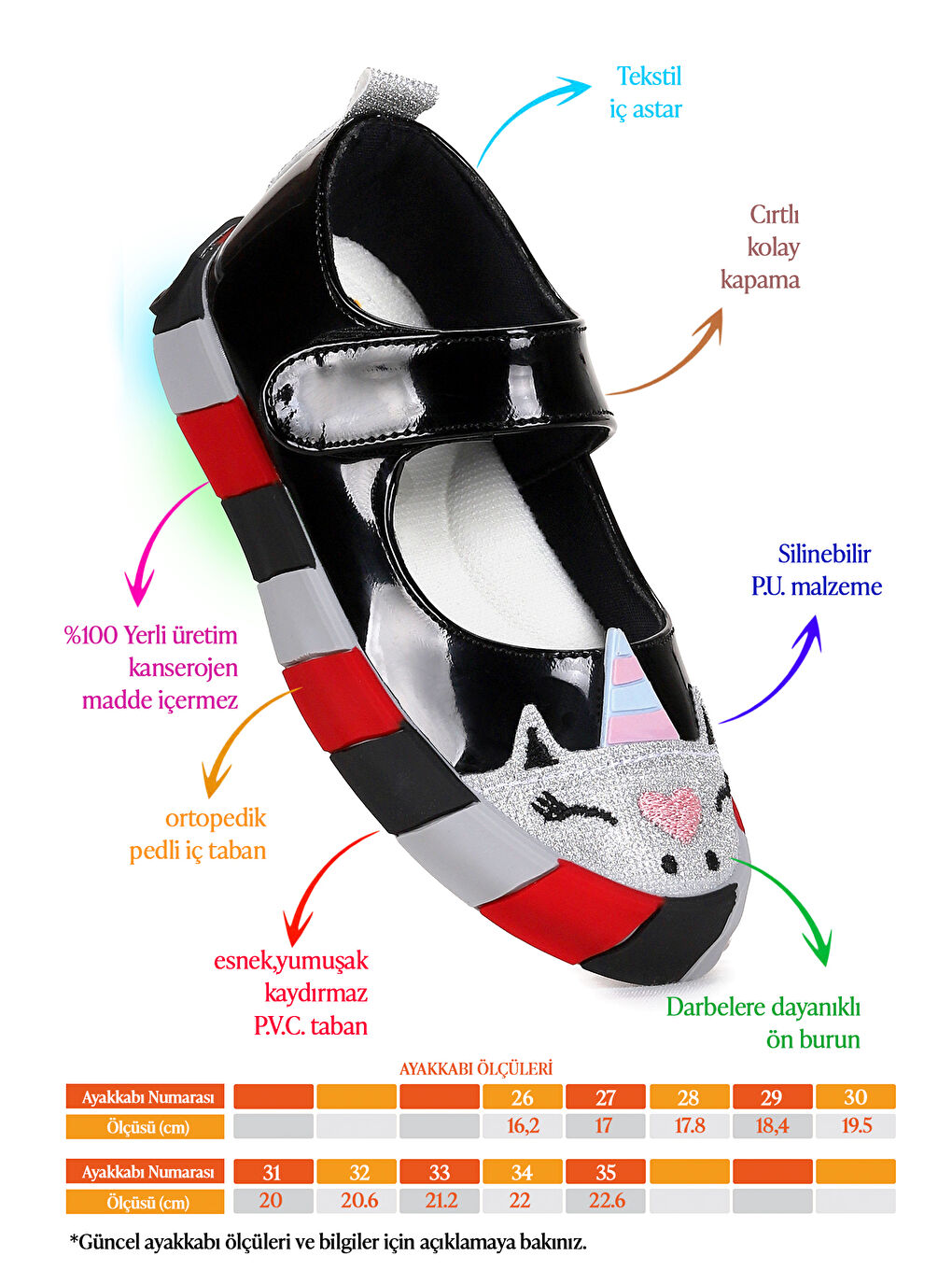 Siyah Gilan Cırtlı Işıklı Kız Çocuk Babet Ayakkabı-1