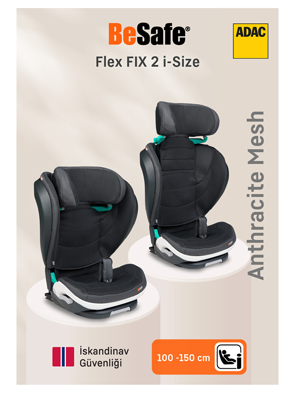 İzi Flex Fix 2 I-size Oto Koltuğu 15-36 Kg Anthracite Mesh-1