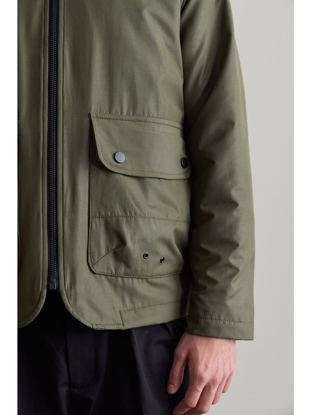 Erkek Kadife Yakalı Mont Ceket Yeşil-7